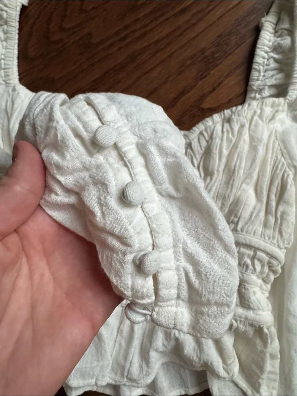Free People White Ruched Peplum Square-Neck Blouse